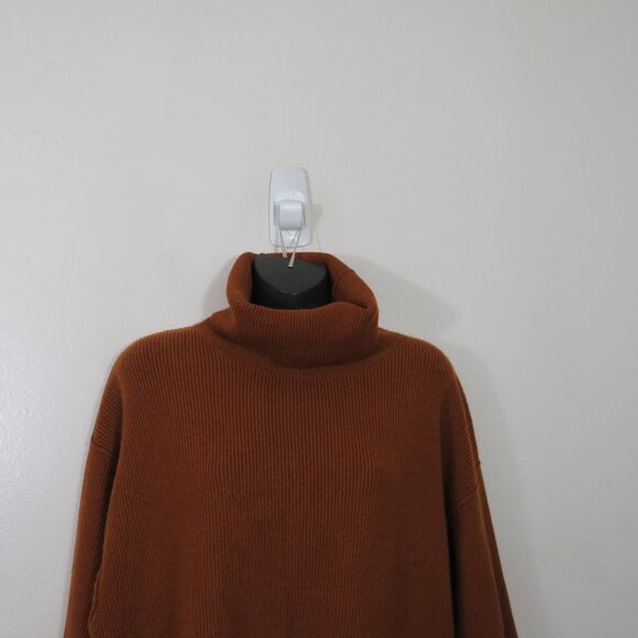 Free People size Small Knit Turtleneck Tunic Sweater Brown Pullover Relaxed - Picture 2 of 6